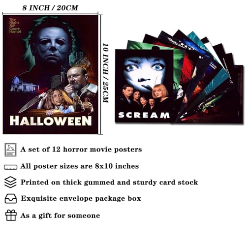 Vintage Horror Movie Posters for Room Aesthetic, Creepy Scary Movie Art Prints Wall Art Posters