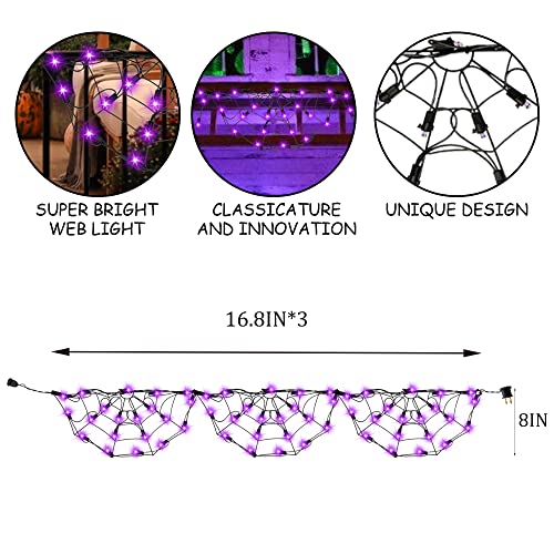 4.2FT Connectable 60 LED Halloween Spider Web String Lights Decoration