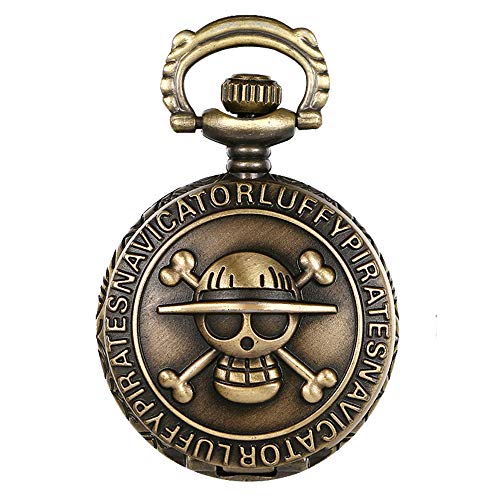 Antique Bronze Anime Skull One Piece Pocket Watch/Necklace for Fathers Day Gift