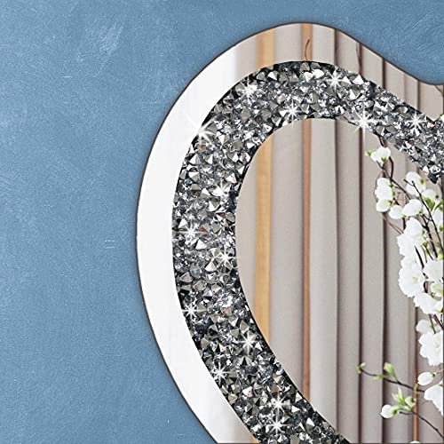 Crystal Crush Diamond Heart Shaped Silver Mirror