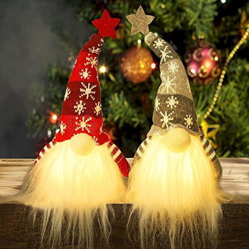 Handmade Plush Lighted Christmas Gnome Decoration