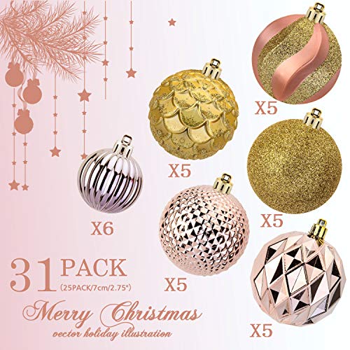31pcs 2.75in & 1.97in Shatterproof Balls for Christmas Decoration