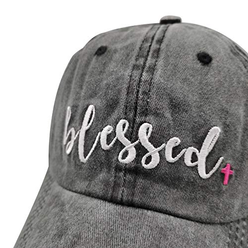 Embroidered Blessed Washed Cotton Baseball Cap for Men/Women