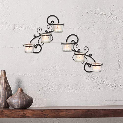 Decorative Black Tea Light Candle Holder Hanging Wall Scone Decor