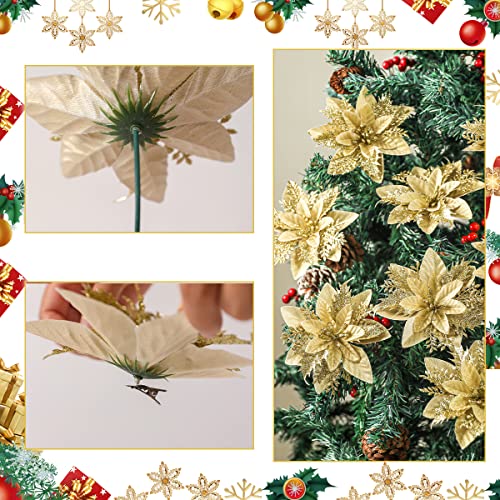 24pcs Poinsettia Artificial Christmas Flowers Decorations