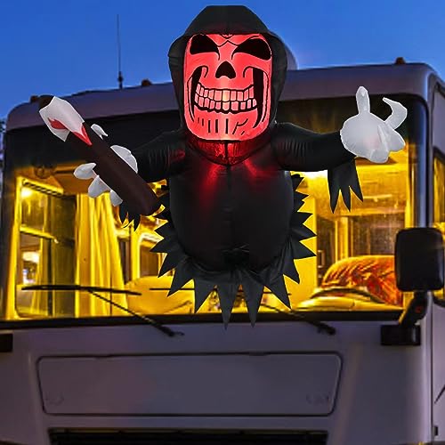 Halloween Inflatables Decoration White Ghost Coming Out of The Window/Tree, Blow Up Spooky Ghost