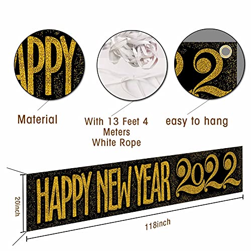 Happy New Year 2022 Yard Banner Sign 118" x 20"