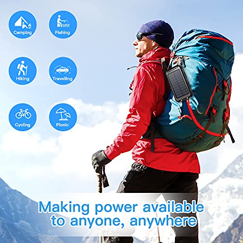 20000mAh Solar Power Bank Charger 2 Led Flashlight & 2 USB Output Ports-Black