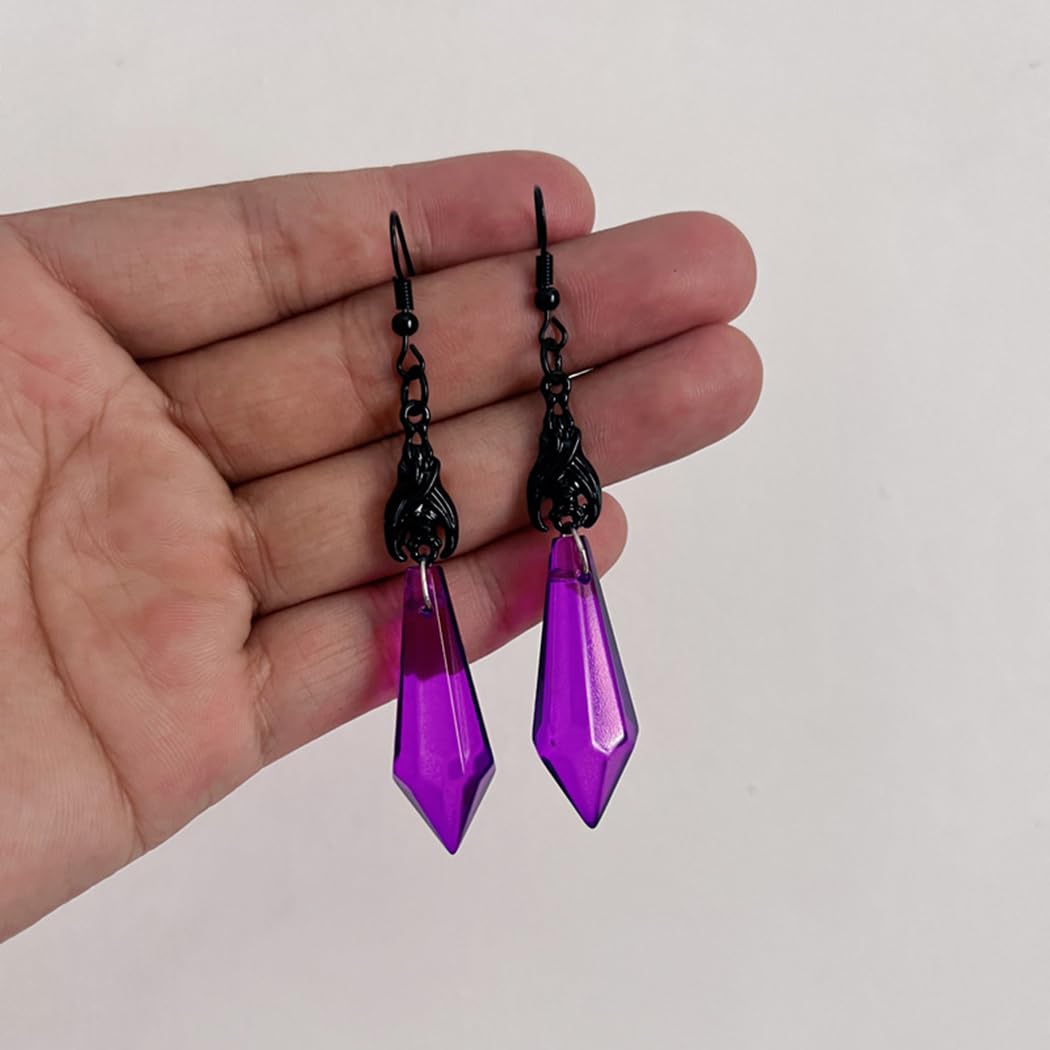 Gothic Dark Bat Dangle Earrings Red Black Crystal Gems Bat Earrings Punk Rock Style Bat Animal Earrings