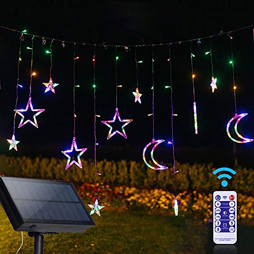 Star Solar Lights 138LED Christmas Curtain Lights Decoration