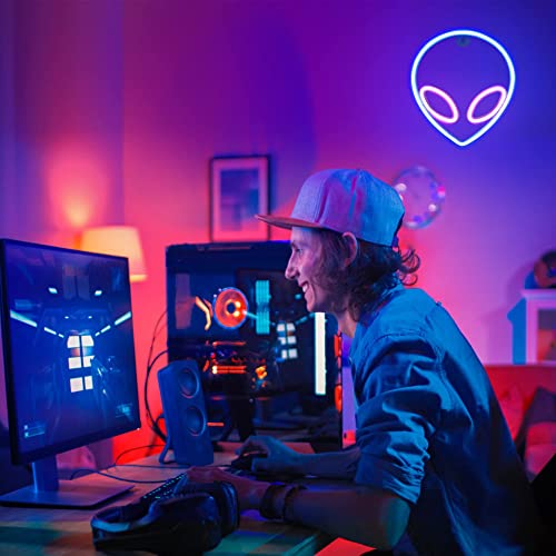 3Pcs Neon Signs, Alien Planet Rocket Led Neon Light Wall Decoration -USB or Battery Powered
