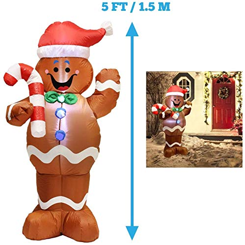 5ft Christmas Gingerbread Inflatable Yard Decoration w/ LEDs
