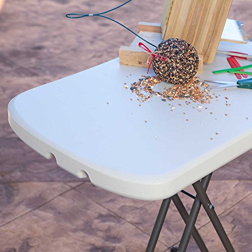 Adjustable Folding Laptop Table TV Tray, 26 Inch, White Granite