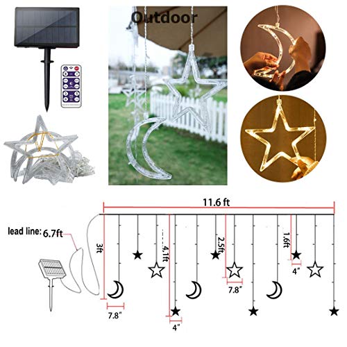 Star Solar Lights 138LED Christmas Curtain Lights Decoration