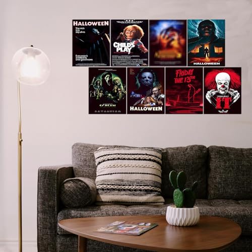 Vintage Horror Movie Posters for Room Aesthetic, Creepy Scary Movie Art Prints Wall Art Posters