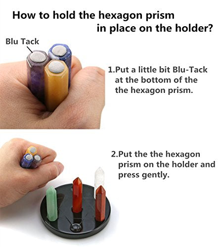 7 Chakra Star Group Healing Crystal Quartz Energy Stone Hexagonal Point Array w/ Obsidian Stand & Box