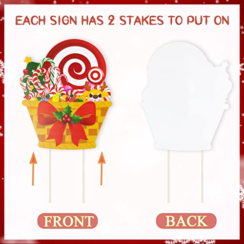 6 Pcs Candy Christmas Decorations Yard Signs w/ Stakes