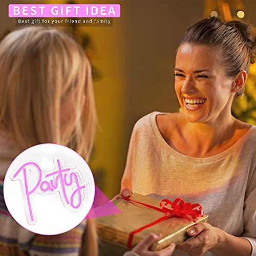 Party Neon Signs for Wall Decoration Powered by USB - Pink Color,11.2"x 9.2"x 0.5"