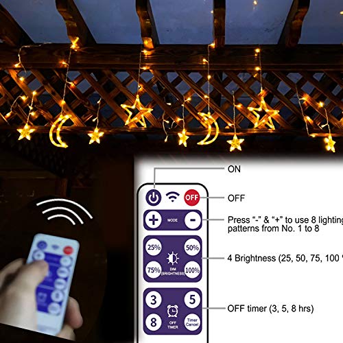 Star Solar Lights 138LED Christmas Curtain Lights Decoration