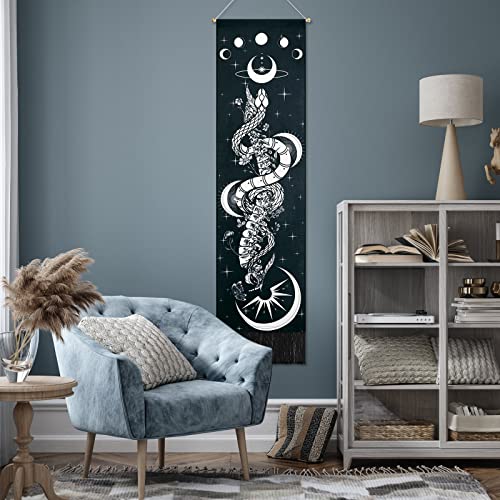 Skeleton Tapestry Planet Gothic Skull White and Black for Bedroom, Living Room