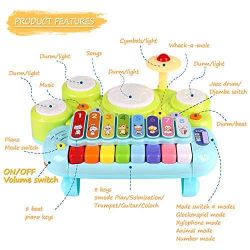 Baby Musical Toys 3 in 1 Piano Keyboard Xylophone Drum Set