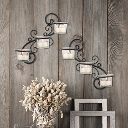 Decorative Black Tea Light Candle Holder Hanging Wall Scone Decor