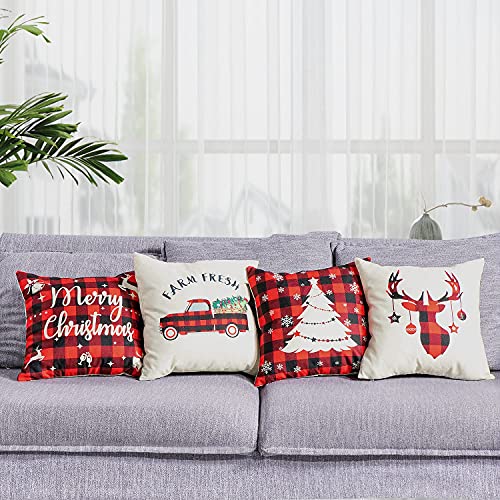 Set of 4 Christmas Throw Pillow Covers 18 x 18