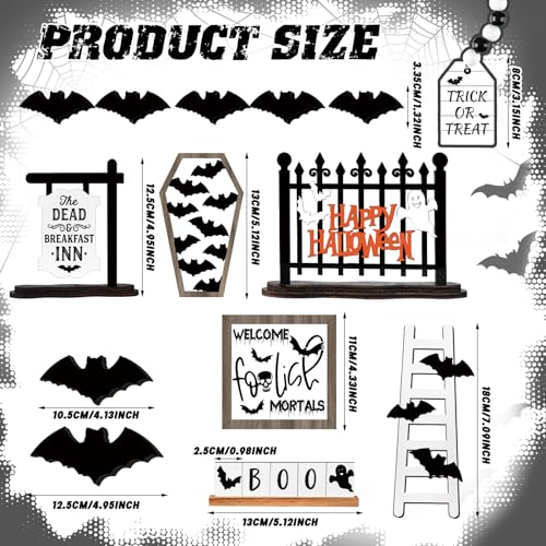 15 Pcs Halloween Tiered Tray Set Cute Wooden Signs Farmhouse Rustic