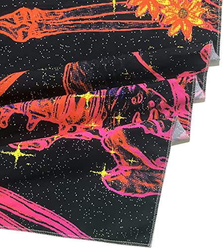 Blacklight Horror Face Tapestry, UV Reactive Wall Hanging, Party Backdrop