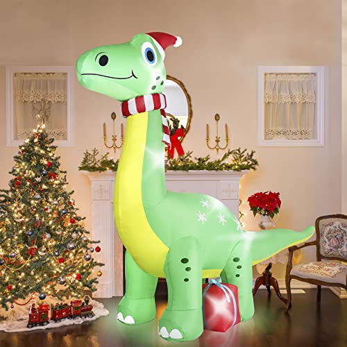 6FT Brachiosaurus Dinosaur Christmas Inflatables Decoration w/ LED