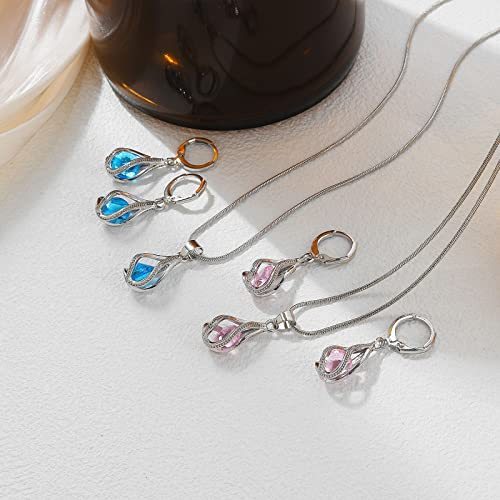 Silver Jewelry Sets for women Crystal Bridal Accessories Necklace Earrings