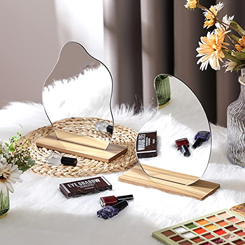 2 Pack Aesthetic Acrylic Makeup Mirror for Desk w/ Stand