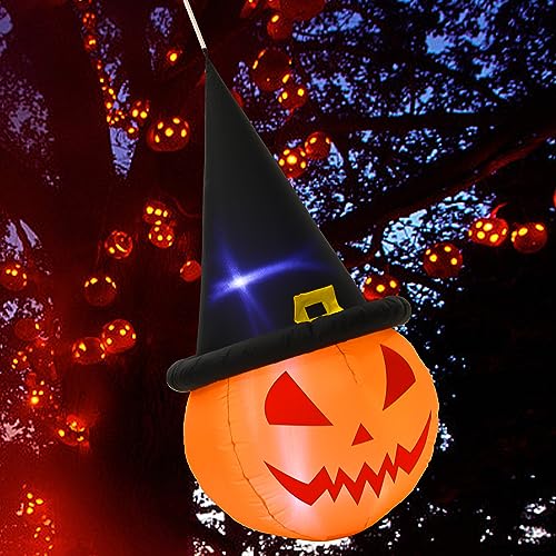 Halloween Inflatable Skull Face Spider Scary Creepy, Blow Up Spider with Built-in LED