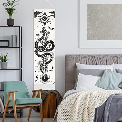 Skeleton Tapestry Planet Gothic Skull White and Black for Bedroom, Living Room