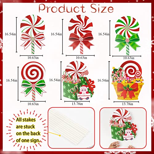 6 Pcs Candy Christmas Decorations Yard Signs w/ Stakes