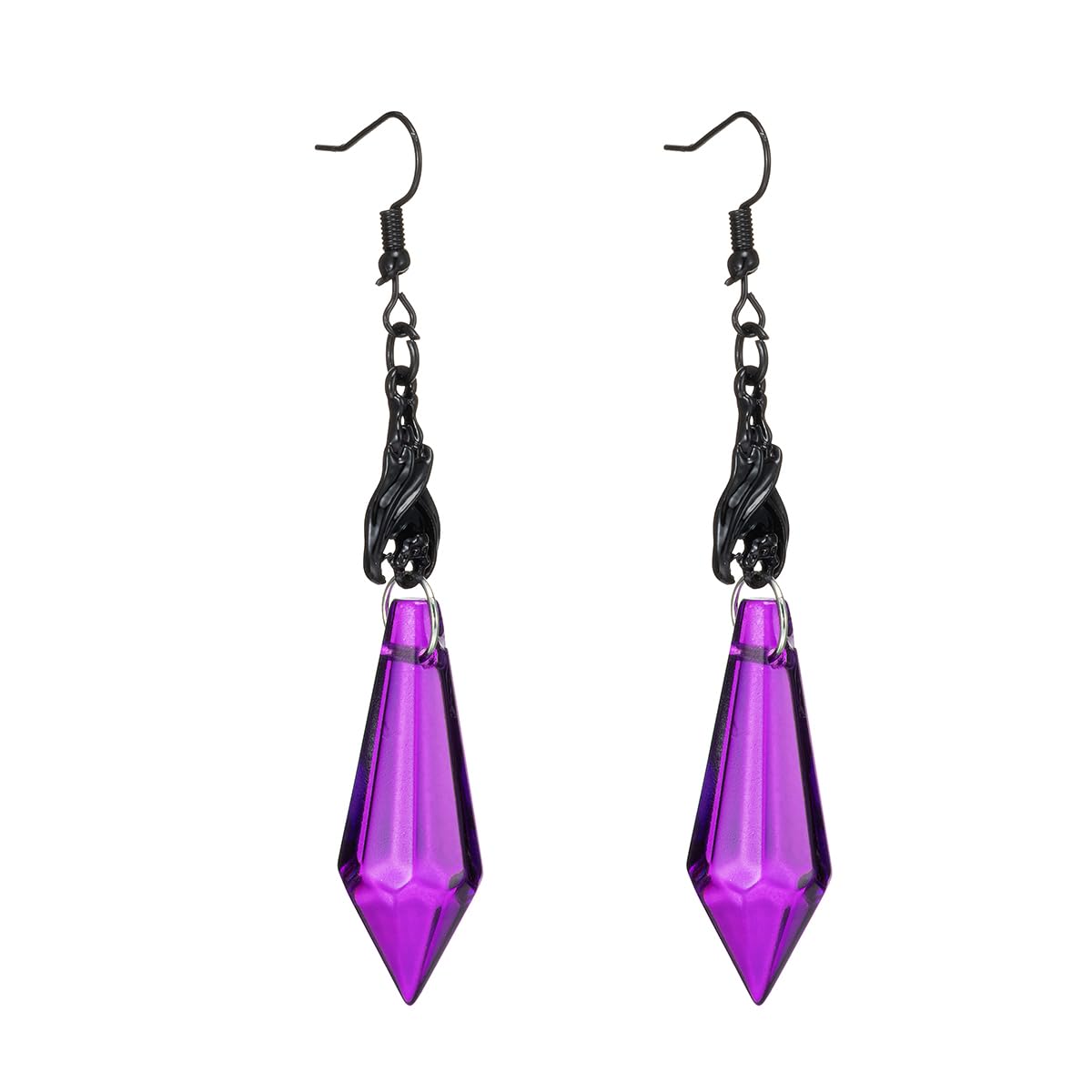 Gothic Dark Bat Dangle Earrings Red Black Crystal Gems Bat Earrings Punk Rock Style Bat Animal Earrings