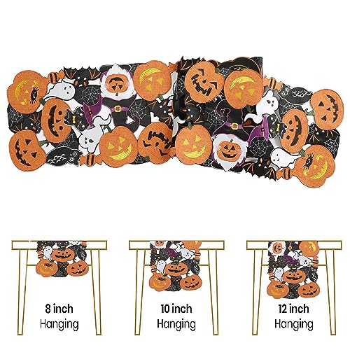 Embroidered Black Round Placemats 15 Inches, Thanksgiving Fall Pumpkins Table Decorations