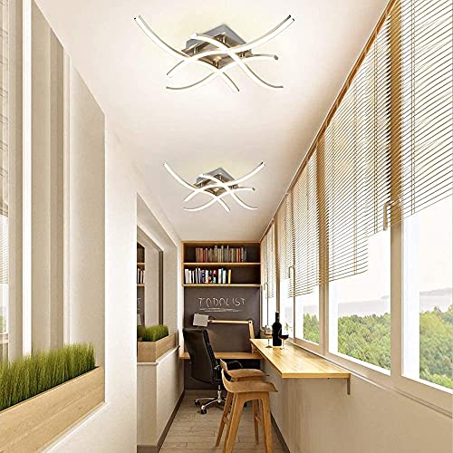 4-Light Modern LED Ceiling Light, 18W Curved Design