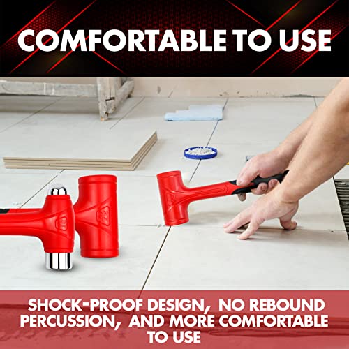 Dead Blow Hammer Set, 2 Piece/16oz(1LB) Pein Hammer, 27oz(1.5LB), Red a& Black, Shockproof Design