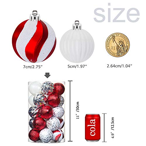 31pcs 2.75in & 1.97in Shatterproof Balls for Christmas Decoration