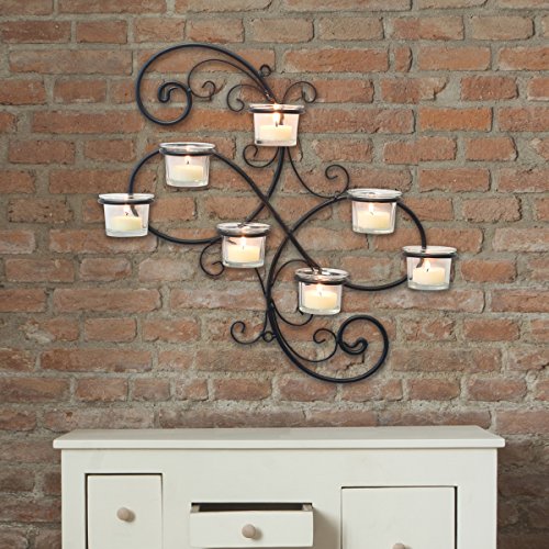 Decorative Black Tea Light Candle Holder Hanging Wall Scone Decor