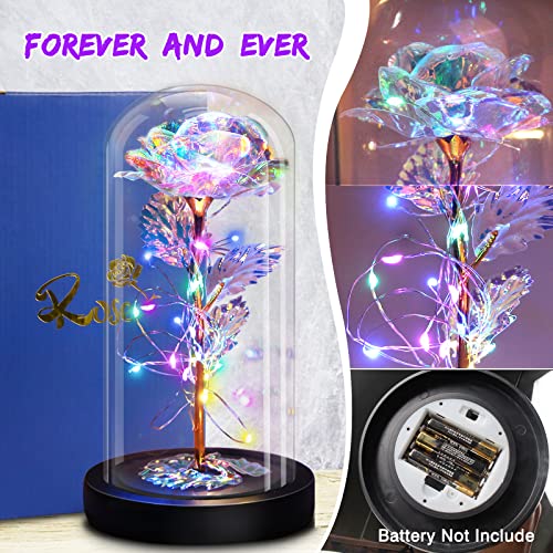 Enchanted Galaxy Light Up Butterfly Rose Gifts in Glass Dome