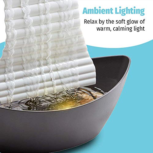 White Waters Relaxation Fountain, w/ LED Lighting & Natural Waterfall Sounds