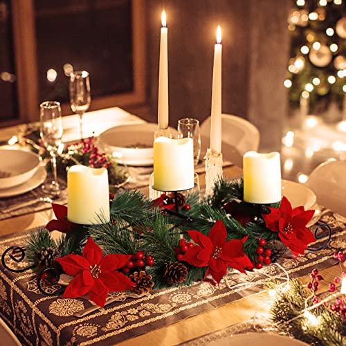 Christmas Centerpiece w/ 3 Candle Holders Decoration