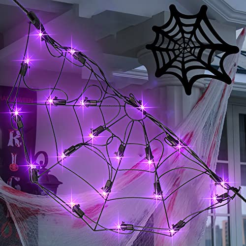 4.2FT Connectable 60 LED Halloween Spider Web String Lights Decoration