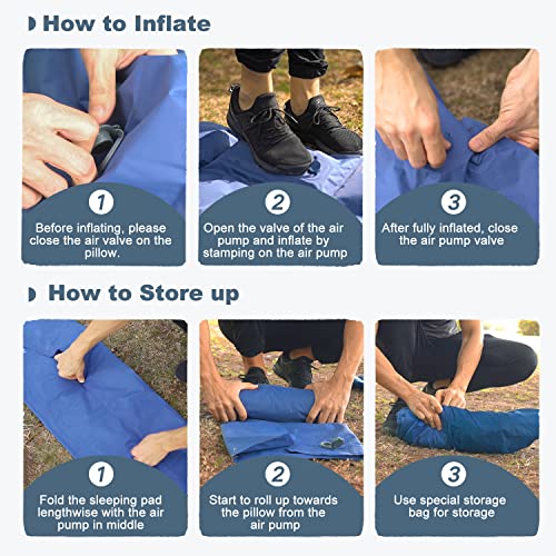 Camping Sleeping Pad - Ultralight Foot Press Inflatable w/ Built-in Pump