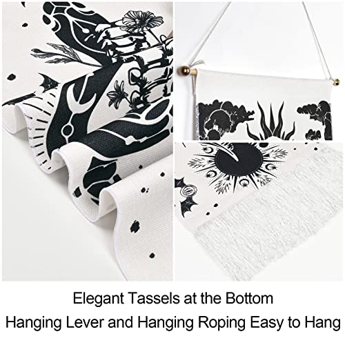 Skeleton Tapestry Planet Gothic Skull White and Black for Bedroom, Living Room