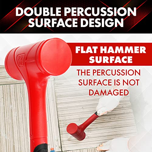 Dead Blow Hammer Set, 2 Piece/16oz(1LB) Pein Hammer, 27oz(1.5LB), Red a& Black, Shockproof Design