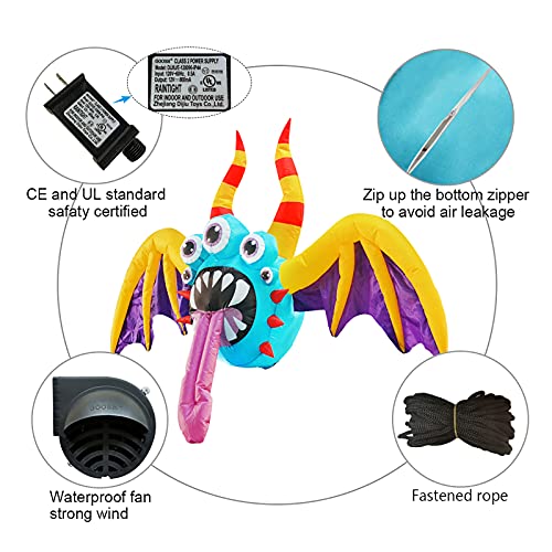 4.4 FT Halloween Inflatable Hanging Bat w/ 5 Eyes & LEDs