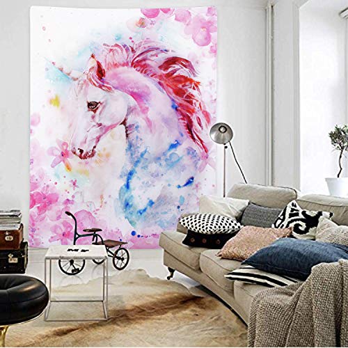 Pink Unicorn Tapestry Watercolor Print Wall Art Decoration